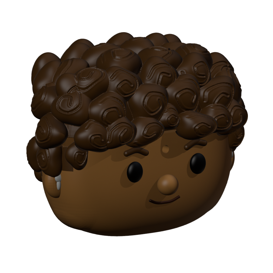 Actual digital three-quarter render of the character-led AirPods wrapper